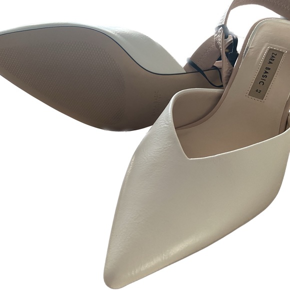 Zara white and nude kitten heel slingbacks size 42 - Picture 2 of 8